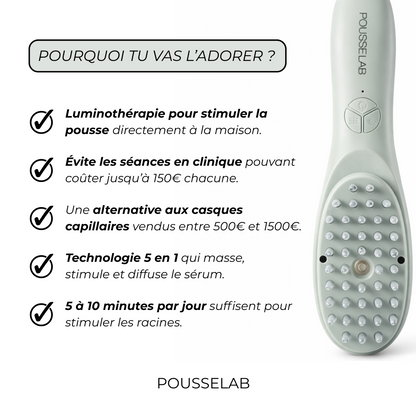 POUSSELAB – Brosse Capillaire 5-en-1 Croissance & Soin du Cuir Chevelu
